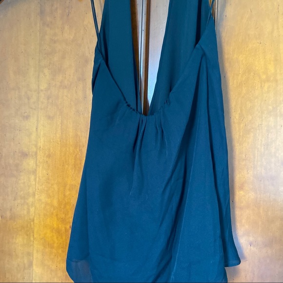 NWT Haute Hippie Black 100% Silk Surplice Halter Wrap Top | Size XS - Picture 5 of 8